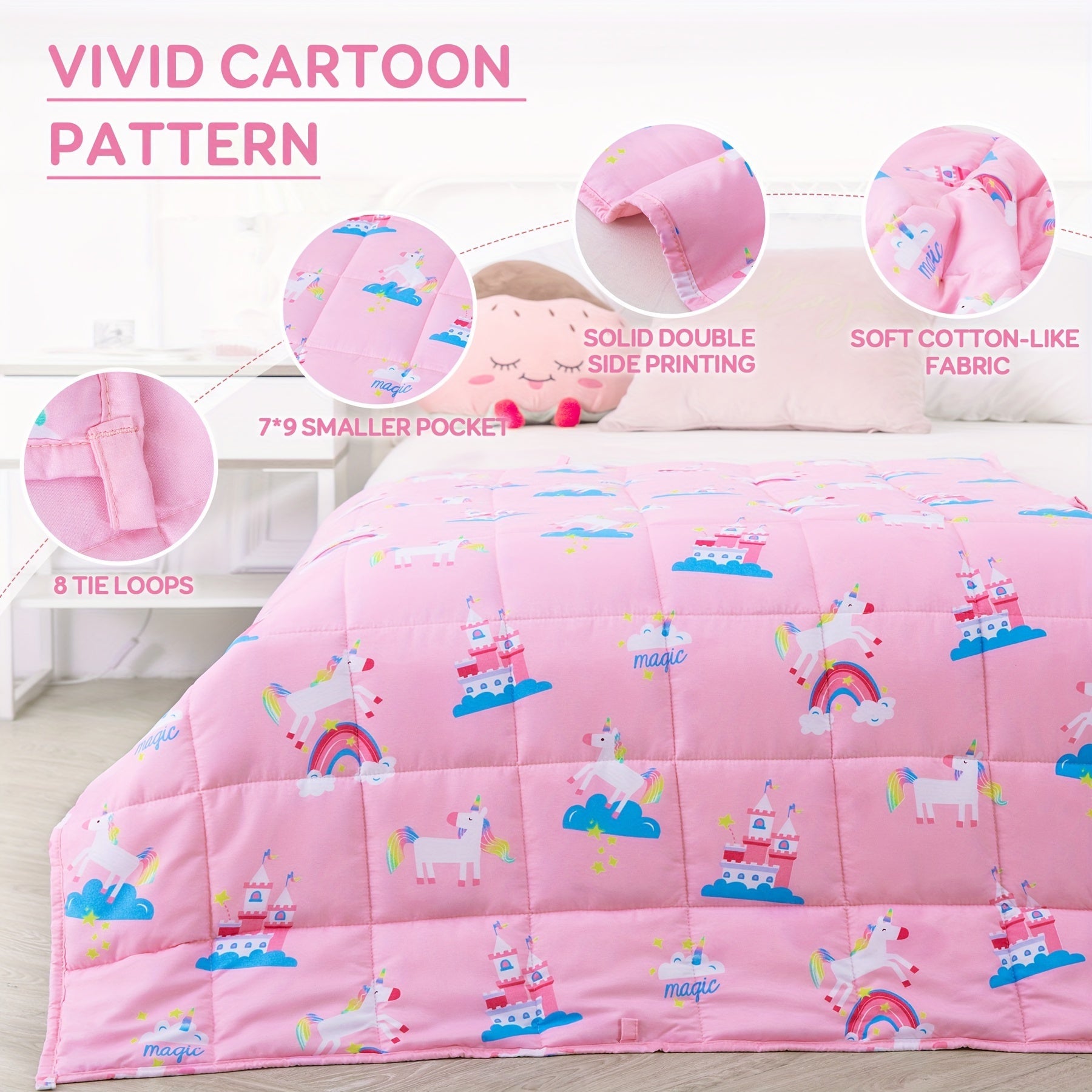 1pc Weighted Blanket Quilt, Cartoon Print Small Weighted Blanket For Relaxation, Travel, Soft & Calming Sleeping, Filled With Glass Beads And Polyester, Adult Sofa Leg Cover Blanket Lootquake LLC