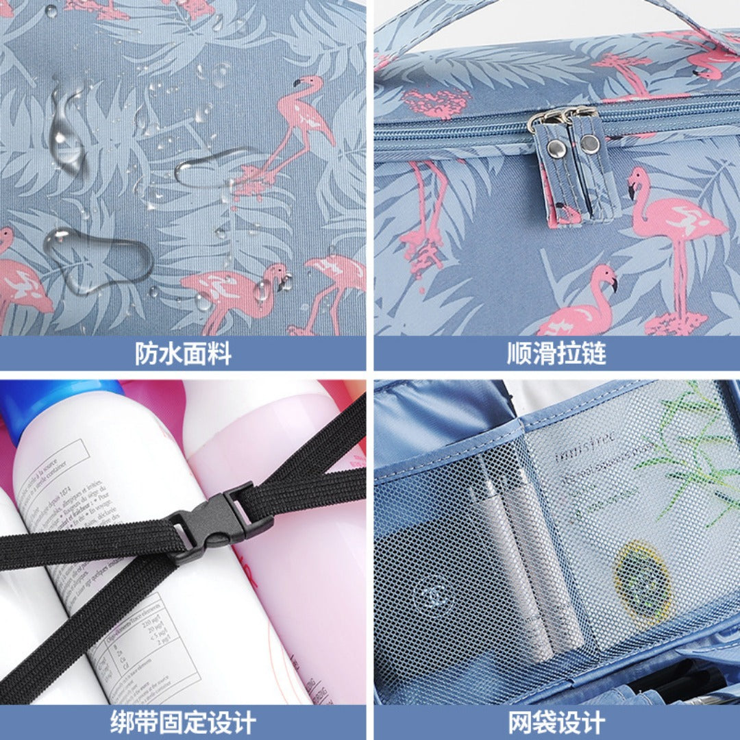 Travel portable large capacity cosmetic bag, printed nylon cosmetic storage bag, cosmetic case, toilet bag, makeup bag organizer, makeup bag with compartments, - SJB-DIAMOND ELITES