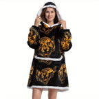 1pc Oversized Blanket Hoodie, Sherpa Fleece Hooded Blanket For Women, Ultra Soft Warm Wearable Blanket Sweatshirt Women Men Adult, Gift For Ladies