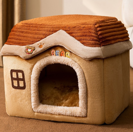 Foldable Dog House Pet Cat Bed Winter Dog Villa Sleep Kennel Removable Nest Warm Enclosed Cave Sofa Pets Supplies Pi-Mart