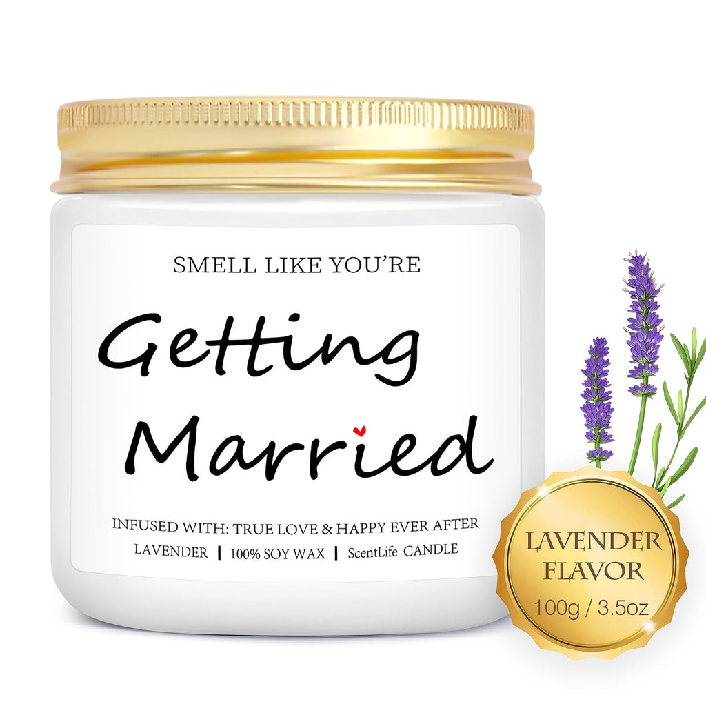 Lavender Bliss Bridal Shower Candle - 3.5oz Soy Wax Scented Candle with True Love & Happy Ever After Aroma, Ideal for Engagement, Bachelorette Party & Wedding Gifts, Infused with Lavender Essence, Wedding Favor Candle|Elegant Lootquake LLC