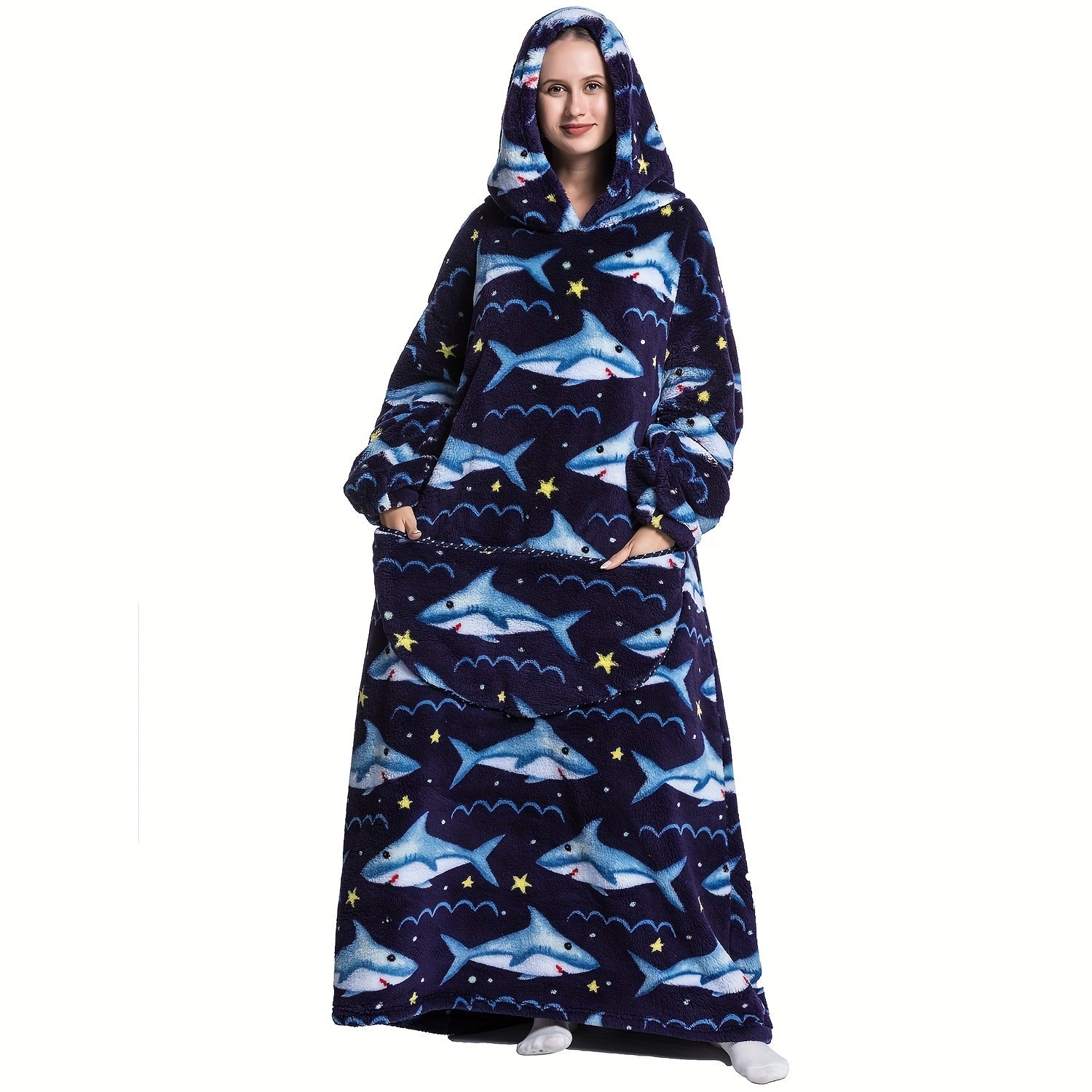 1pc Extra Long Wearable Blanket Hoodie With Sleeves - Ultra Soft, Super Warm, and Cozy Fleece Oversized Hoodie Blanket with Giant Pocket for Snuggling Up - Perfect Gift for Women, Men, and Mom Lootquake LLC