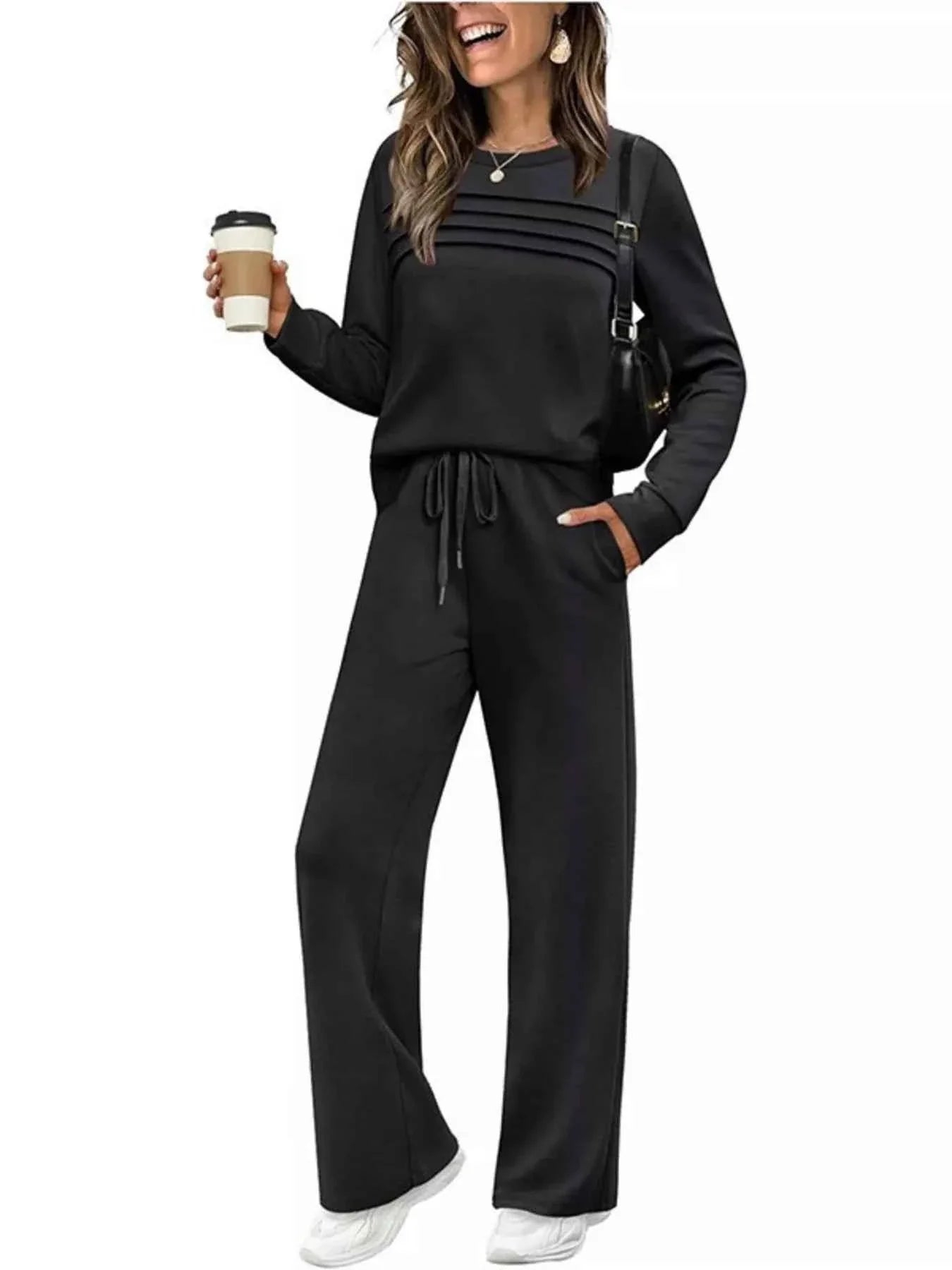 Plus Comfort Duo: Versatile Top & Pants Ensemble THRIXINE