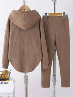 Textured Long Sleeve Hoodie and Pants Set THRIXINE