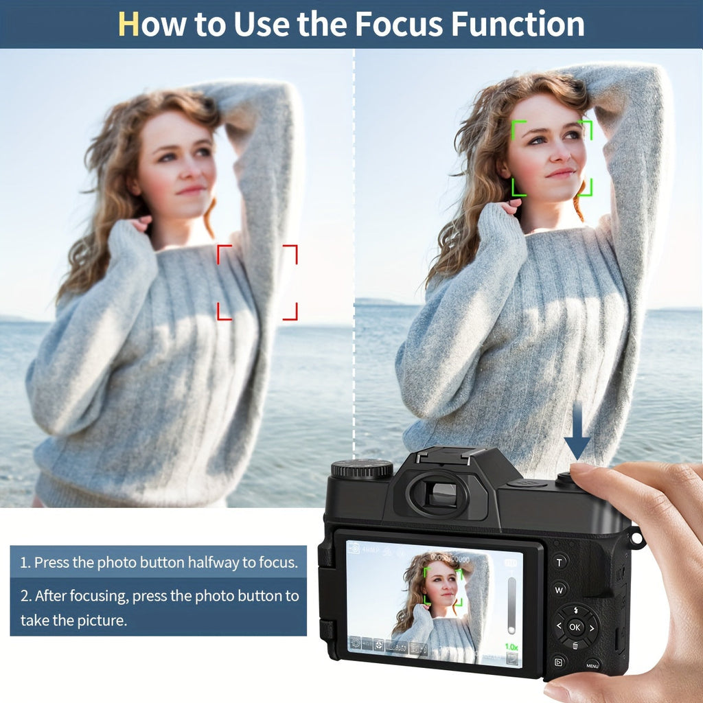 4K Digital Camera for Photography Auto-Focus 56MP Vlogging Camera, Support 16X Digital Zoom 3 Inch 180° Flip Screen, Comes with 52mm Wide Angle & Macro Lens and 32G Memory Card a 1500mAH Battery Lootquake LLC