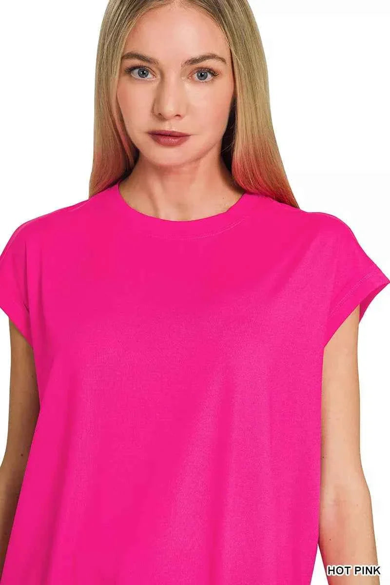 Zenana Brushed Dty Microfiber Top & Biker Shorts THRIXINE