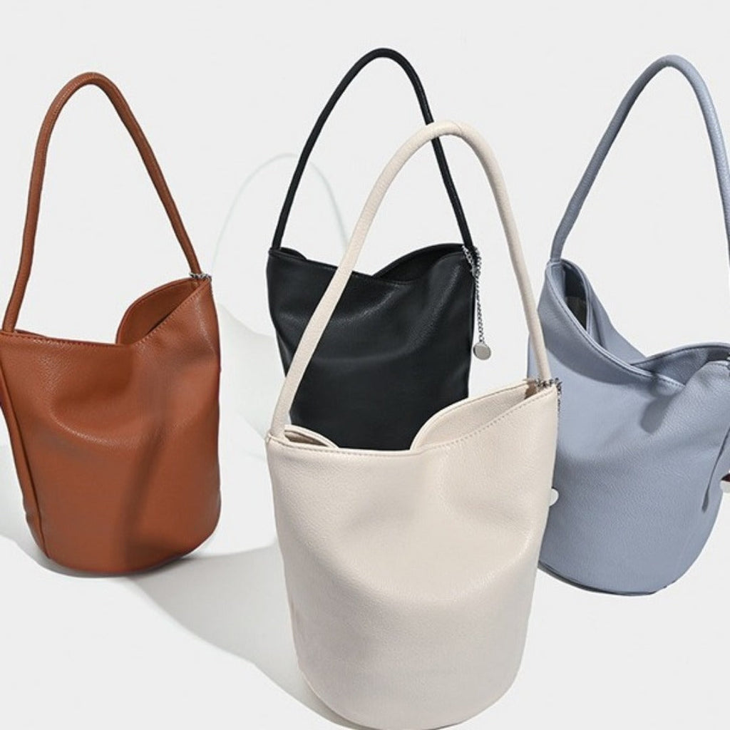 Retro soft leather bucket bag, women's shoulder underarm bag, commuter tote bag - SJB-DIAMOND ELITES