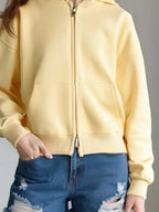 Full Size Casual Zip-Up Long Sleeve Hoodie Plus Size THRIXINE