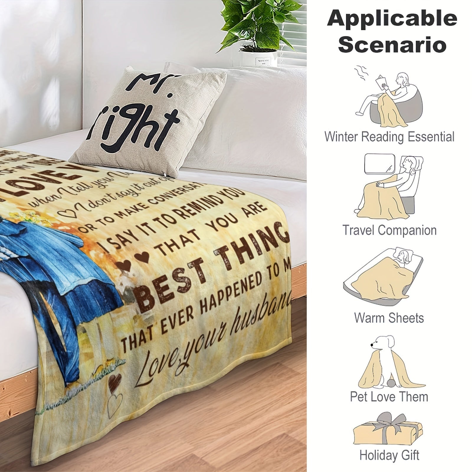 Valentine's Day Gifts For Wife, Wedding Anniversary, Romantic Gifts For Wife, Throw Blanket