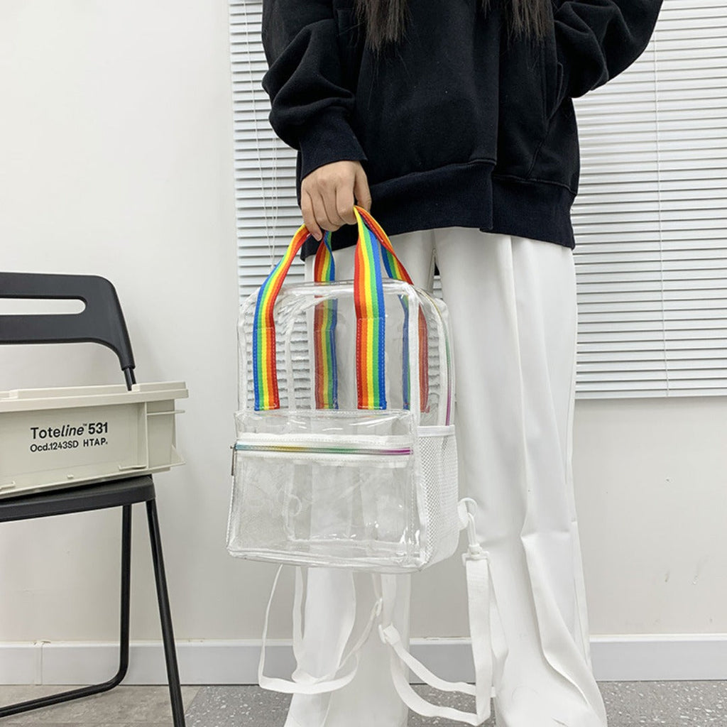 Waterproof PVC Backpack Purse with Clear Design, Durable and Stylish, Perfect for Travel, School, and Everyday Use School Bag Summer Waterproof PVC Beach Bag - SJB-DIAMOND ELITES