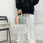Waterproof PVC Backpack Purse with Clear Design, Durable and Stylish, Perfect for Travel, School, and Everyday Use School Bag Summer Waterproof PVC Beach Bag - SJB-DIAMOND ELITES