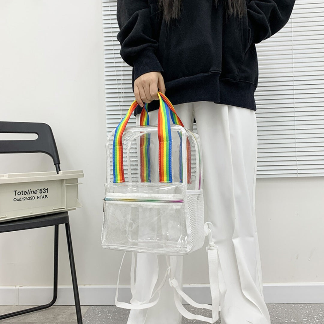 Waterproof PVC Backpack Purse with Clear Design, Durable and Stylish, Perfect for Travel, School, and Everyday Use School Bag Summer Waterproof PVC Beach Bag - SJB-DIAMOND ELITES