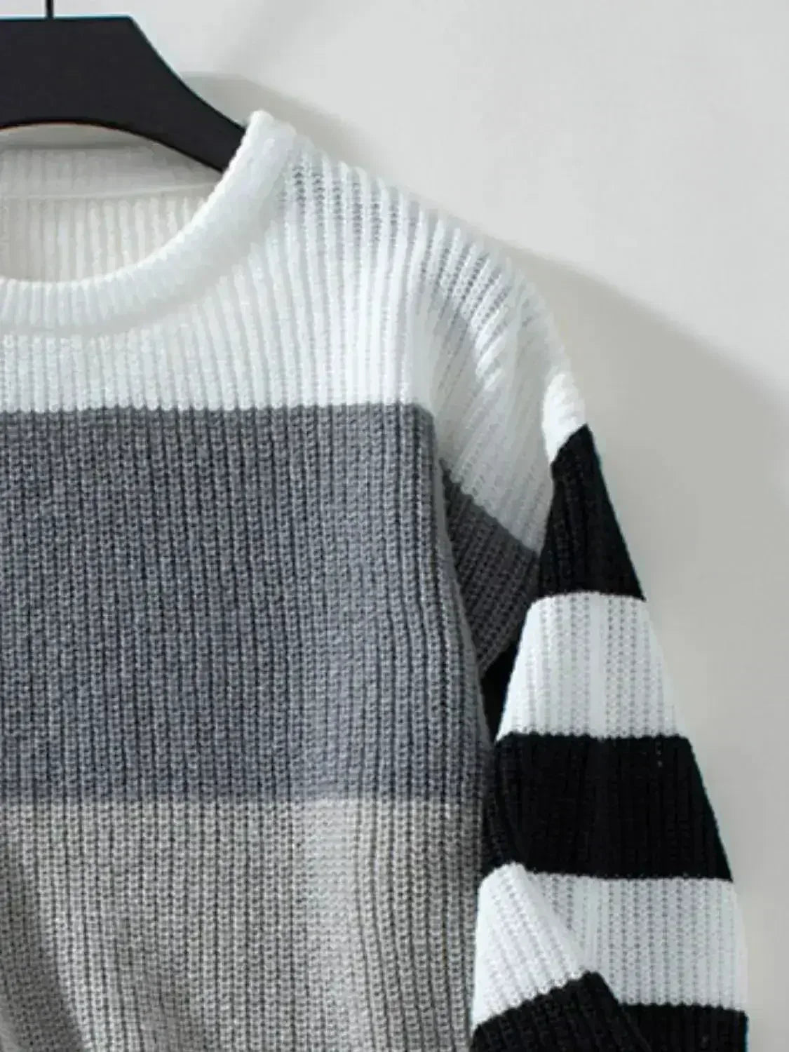 Color Block Round Neck Long Sleeve Sweater - SJB-DIAMOND ELITES