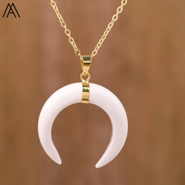 Moon Shape Amethyst Necklace Pi-Mart