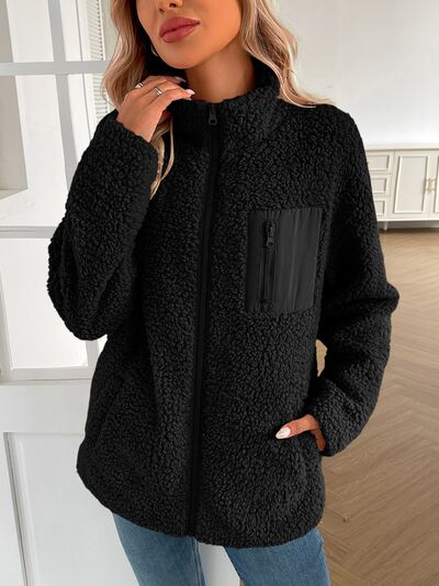 Winter Warm Zip Up Long Sleeve Jacket Fuzzy Cozy & Stylish Jacket Cold-Weather Essential Outdoor Jacket Stevvex
