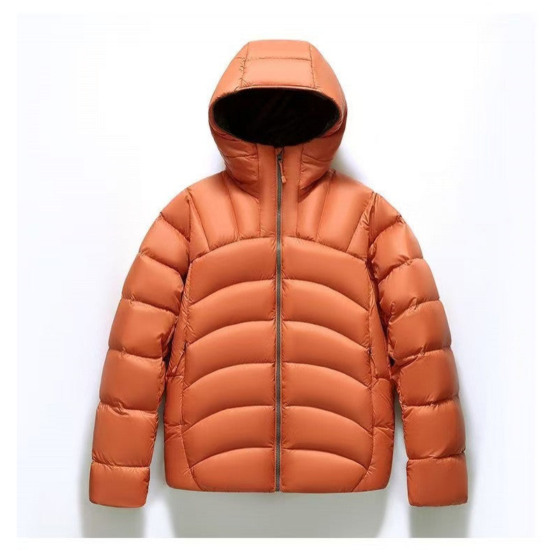 2025 New Unisex Hooded Down Jacket Couple Style Ribbed Pi-Mart