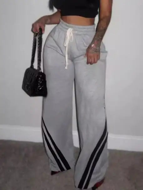 Women's Solid Color Lace Up Loose And Fashionable Casual Sports Pants