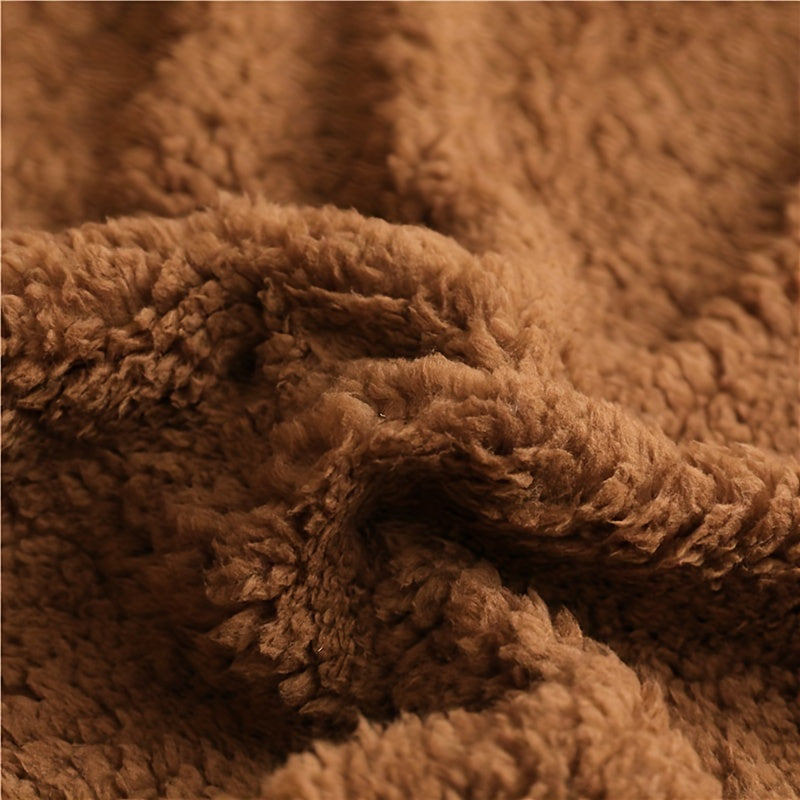 1pc Cozy Double Layer Sherpa Blanket for All Seasons - Perfect for Bed, Sofa, Camping and More!