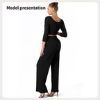 Women's Fashion Simple Solid Color Top Pants Set - SJB-DIAMOND ELITES