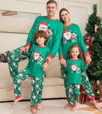 Pajamas For Family Matching Family PJs Sets Santa Claus Printed Top Sleepwear Pi-Mart