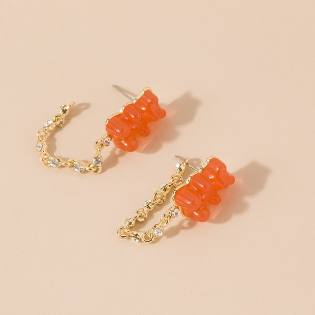 Cute Acrylic Gummy Bear Dangle Earrings Pi-Mart