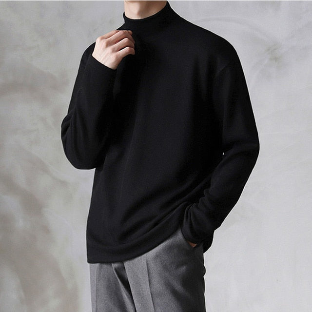 Casual Velvet Turtleneck Men Loose Sweater Pi-Mart