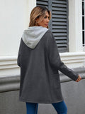 Simple Classic Drawstring Long Sleeve Hooded Jacket – Casual & Comfortable Lightweight Outerwear