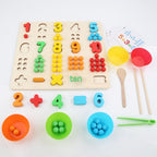 Children's Wooden Fine Action Digital Clip Beads Operation Board Digital Cognitive Color Matching Early Educational Toys Pi-Mart