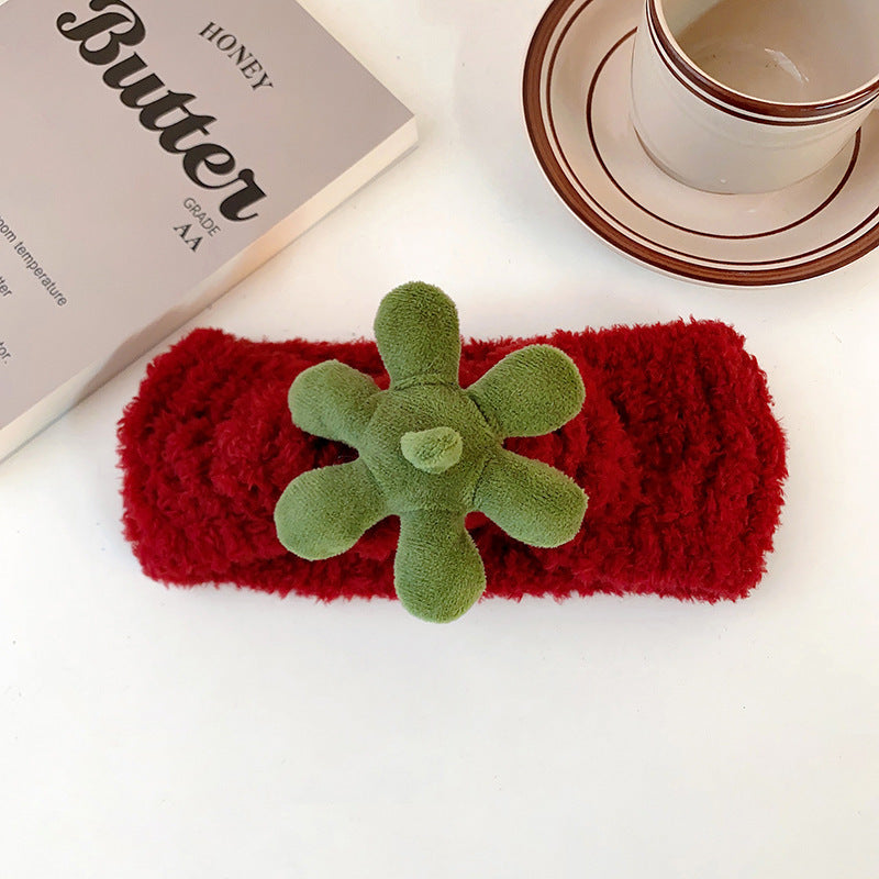 Cute Strawberry Leaf Hair Band Wrist Strap Wide Brim Hair Band Pi-Mart