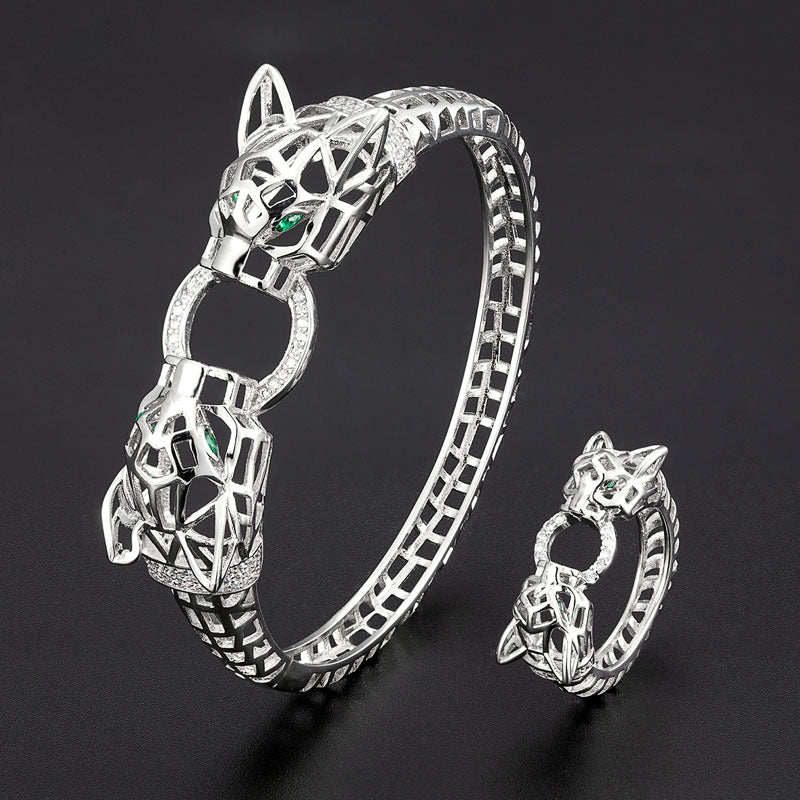 Animal Head Bite Ring Inset Zircon Bracelet  Animal Ring Pi-Mart