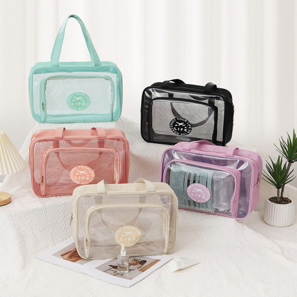 Large Capacity Transparent Wash Bag, Swimming Fitness Bath Bag, Cosmetics Storage Bag, Wet and Dry Separation Hand Shoulder Travel Bag for College Dorm Camp GymTransparent Cosmetic Bag, - SJB-DIAMOND ELITES