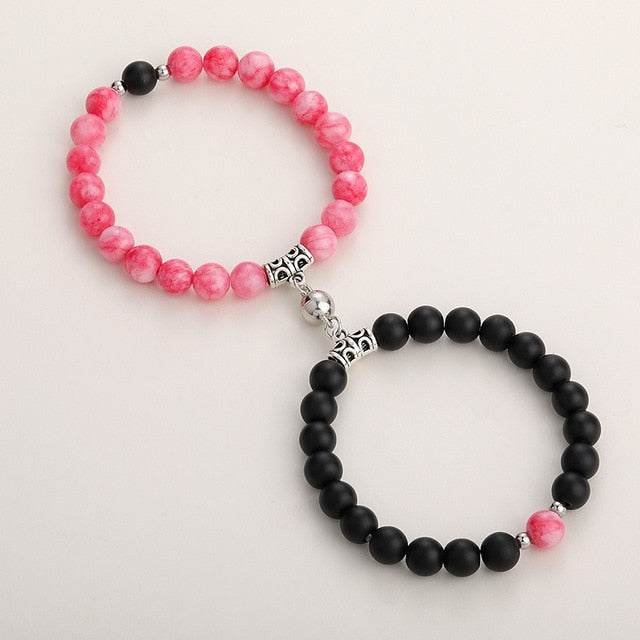 Natural Stone Beads Couple Magnetic Bracelets Pi-Mart