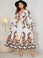 Plus Size Surplice Dress - Flounce Sleeve & Ruffled Hem | Femstylo