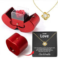 Fashion Jewelry Box Red Apple Christmas Gift Necklace Eternal Rose For Girl Mother's Day Valentine's Day Gifts With Artificial Flower Rose Flower Jewelry Box Lootquake LLC
