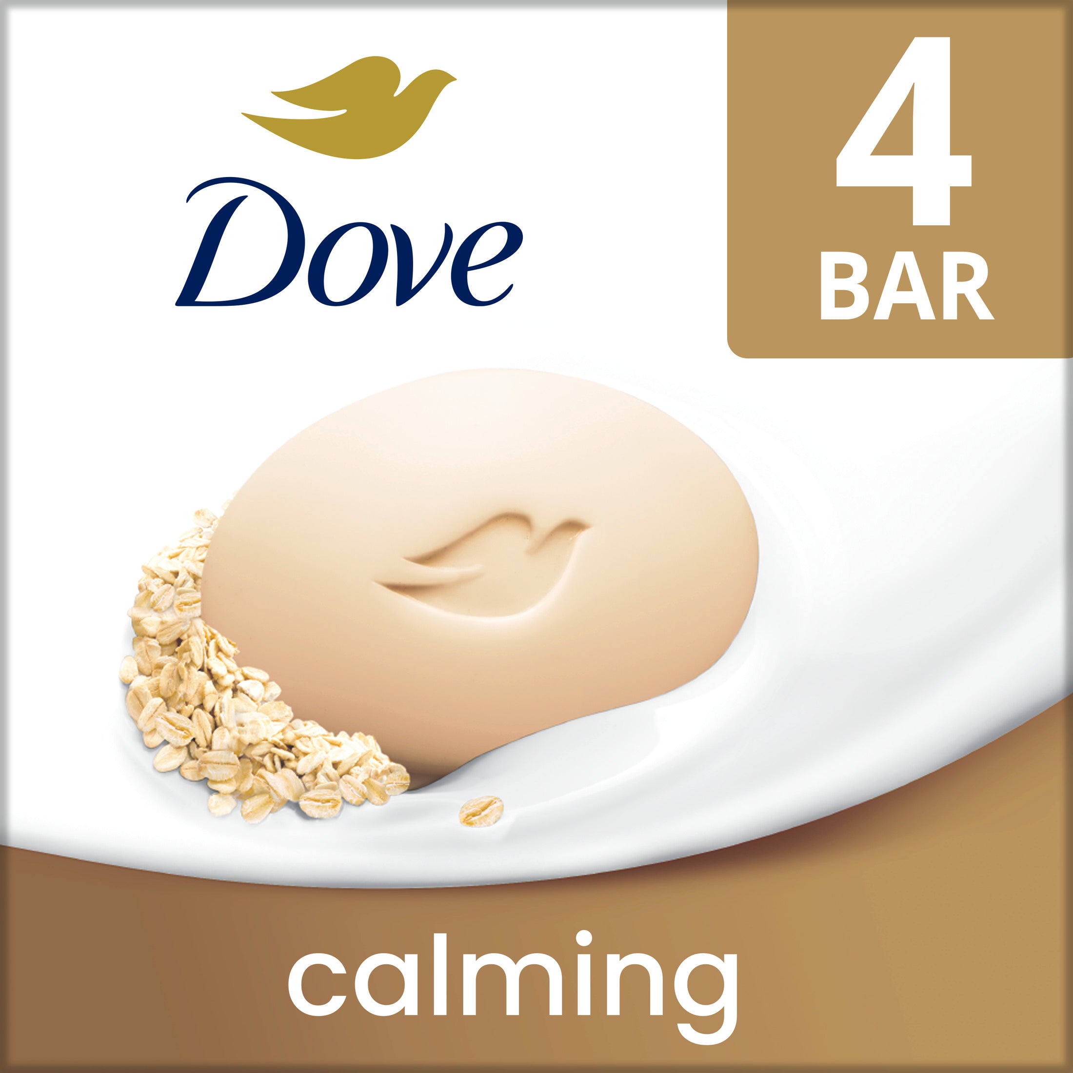 Dove Beauty Bar Soap for Women Calming Oatmeal & Rice Milk All Skin, 3.75oz 4 Bars