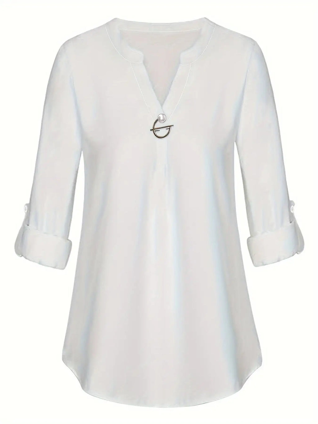 Women's Long Sleeved Simple And Versatile Casual Pearl Button Shirt - SJB-DIAMOND ELITES
