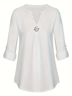 Women's Long Sleeved Simple And Versatile Casual Pearl Button Shirt - SJB-DIAMOND ELITES