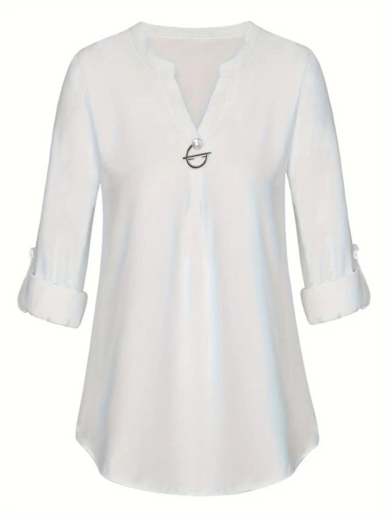 Women's Long Sleeved Simple And Versatile Casual Pearl Button Shirt - SJB-DIAMOND ELITES