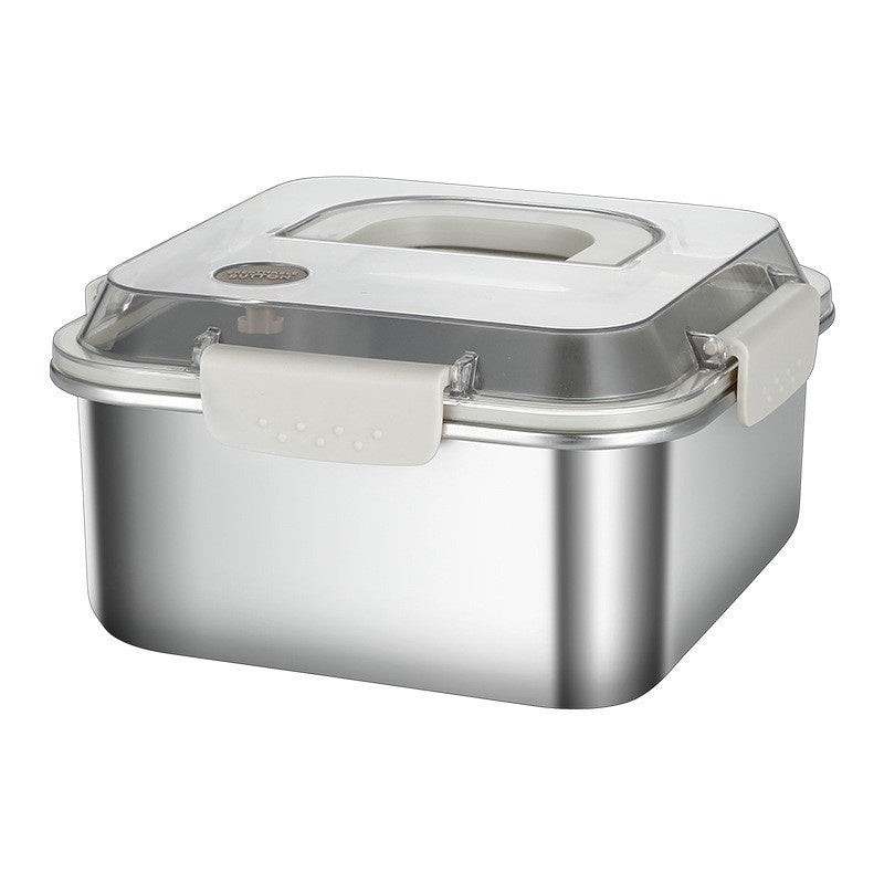 304 Stainless Steel Crisper Square Lunch Box With Handle Pi-Mart