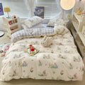 Cute Floral Rabbit Cotton Four-piece Set Pastoral Cotton Quilt Cover Bed Sheet Three-piece Set Pi-Mart