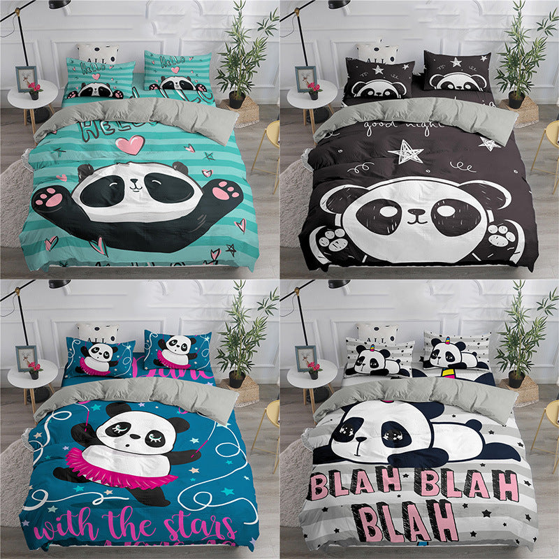 3D Cartoon Animation Bear Bedding Quilt Cover Digital Three-piece Set Pi-Mart