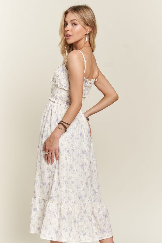 Beautiful Smocked Floral Dress Feminine & Flowy Dress Romantic Floral Print Girl Dress Stevvex