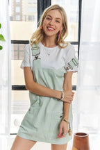 Adjustable Wide Strap Square Neck Overall Dress – Modern and Chic Square Neck Dress with Adjustable Straps and Trendy Overall Style