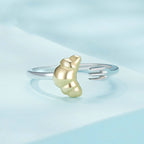 Fashion Personality Two-color Electroplated Croissant Ring