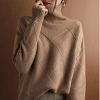 Loose High Collar Warm Sweater Solid Color Knitted Women
