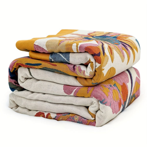 1pc Boho Throw Blanket, 100% Cotton Ultra Soft Bed Throw- Floral Bird And Butterfly Farmhouse Decor Bed Blankets, 60"×80" All Season Blanket For Sofa Couch Chair Lootquake LLC