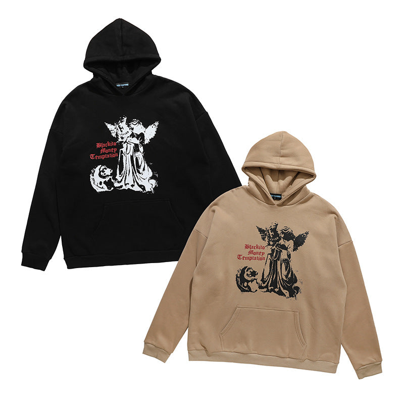 Men's Printed Couple Loose Hooded Sweatshirt Pi-Mart