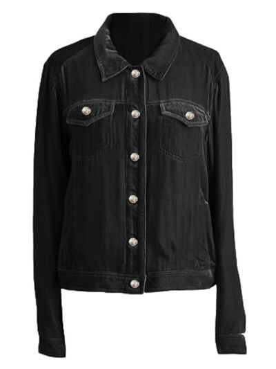 Casual Button-Up Long Sleeve Jacket with Chest Pockets and Relaxed Fit Stevvex