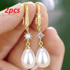 Women's All-match Baroque Drop-shaped Artificial Pearl Earrings Pi-Mart