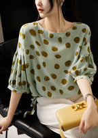 Elegant Retro Romantic Bubble Print Lantern Sleeve Shirt Top Lootquake LLC